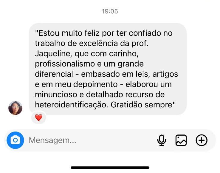 Depoimento de candidata com recurso de cotas aprovado
